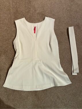 Spanx Ponte Contrast Tie Top Powder Womens Medium White Wrap Tank Top